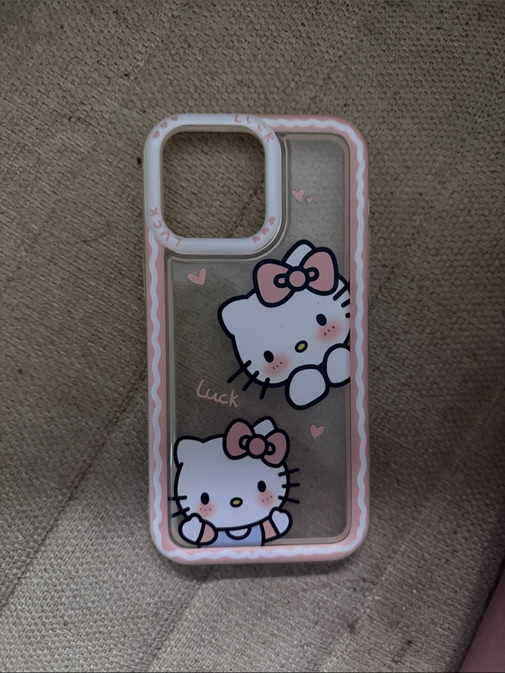 Hello Kitty Clear Phone Case with Pink Trim and Bow Accents